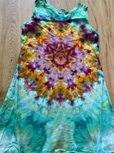 Size Large Dress | Psychedelic Hippie Dress | High Low Tie Dye Dress | Mandala Flower Tank Dress | Festival Apparel | Galaxy Ice Dye Dress