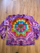 2XL Handmade Mandala Shirt | Trippy Tie Dye Tee | Lotus Flower Shirt | Oversized Tee | Psychedelic Shirt | Long Sleeve Yoga Tee
