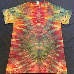 Small Tie Dye T-Shirt reverse experiment psychedelic kaleidoscopic  flower mandala lotus mirror image fractal galaxy ice dye