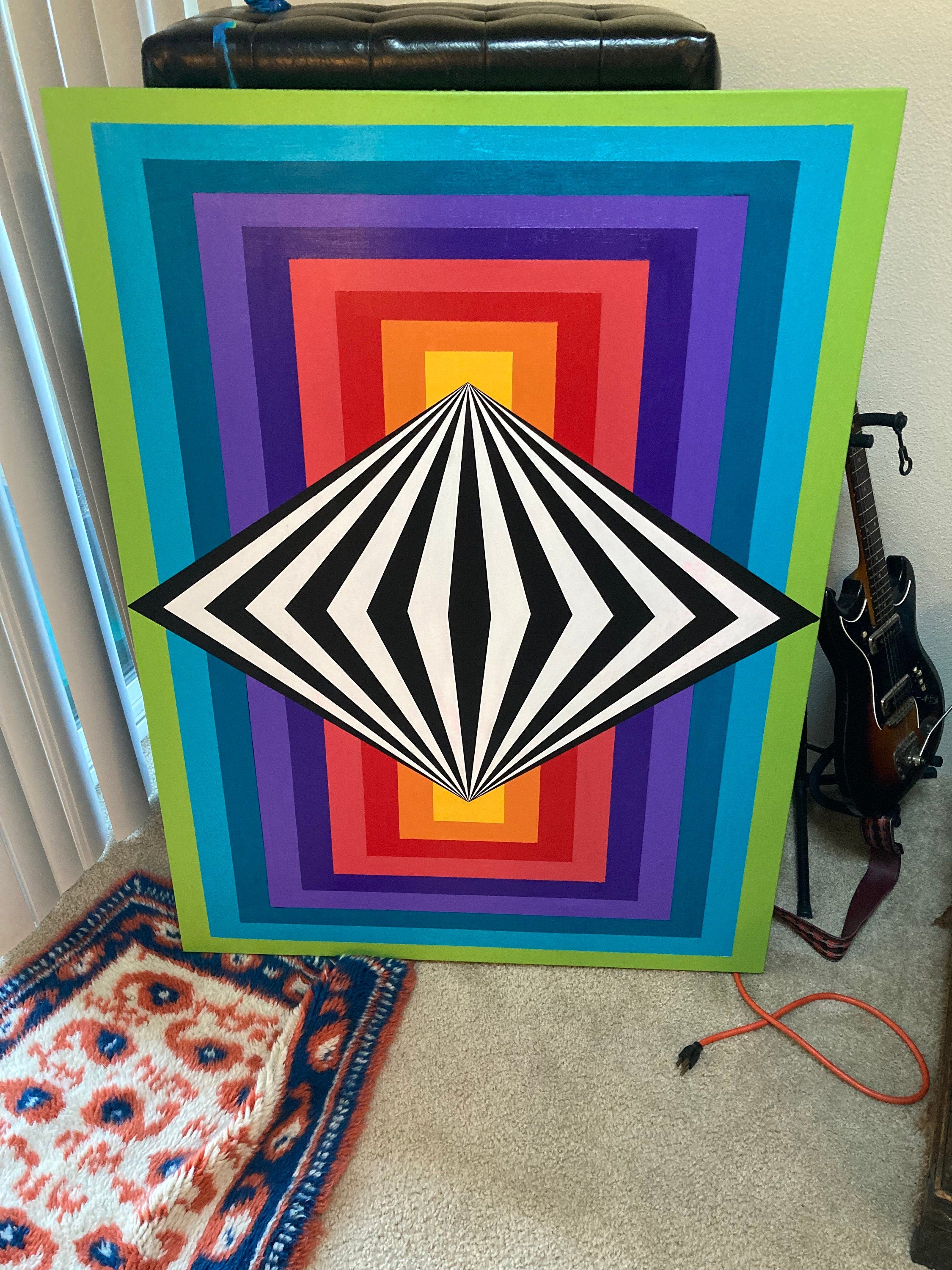 Original Psychedelic Painting | Acrylic Wall Art | Trippy Canvas Art | Surreal Painting | Psytrance Artwork | Geometric Wall Art