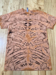 Small reverse dye bleach Tie Dye T-Shirt psychedelic flower mandala lotus mirror image fractal galaxy ice dye
