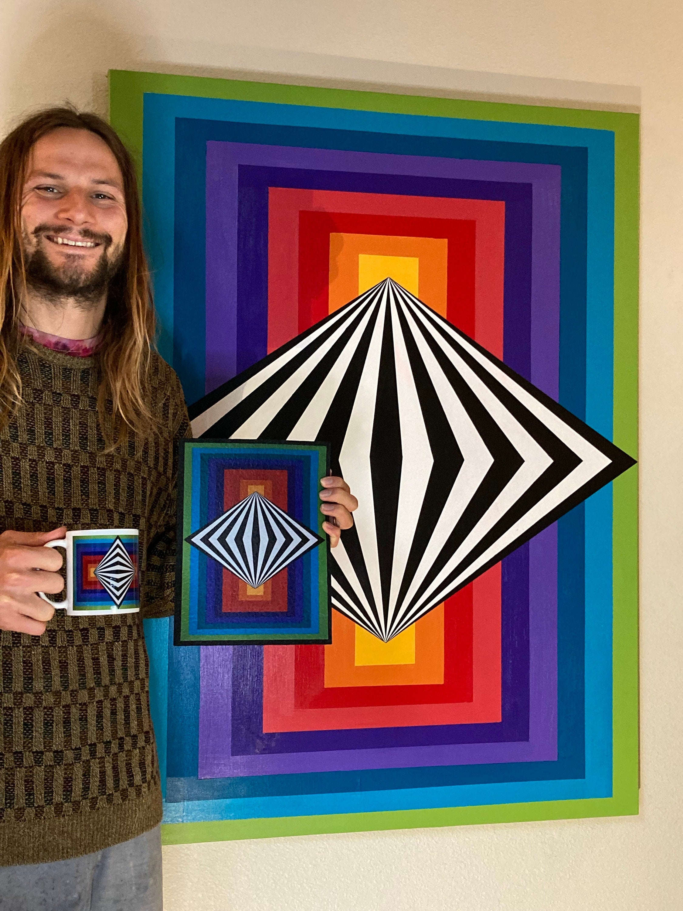 Original Psychedelic Painting | Acrylic Wall Art | Trippy Canvas Art | Surreal Painting | Psytrance Artwork | Geometric Wall Art