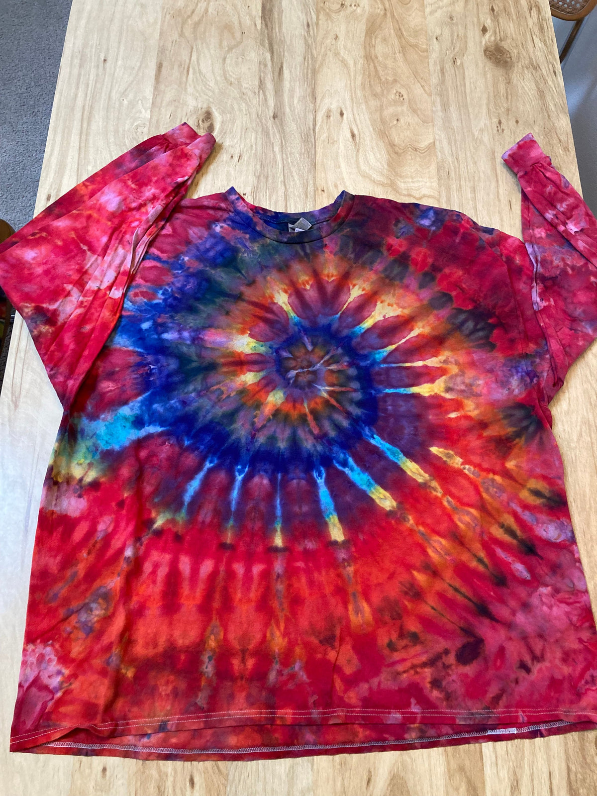 4XL Shirt | Handmade Spiral Swirl Shirt | Trippy Tie Dye Tee | Lotus Flower Shirt | Oversized Tee | Psychedelic Shirt | Long Sleeve Yoga Tee