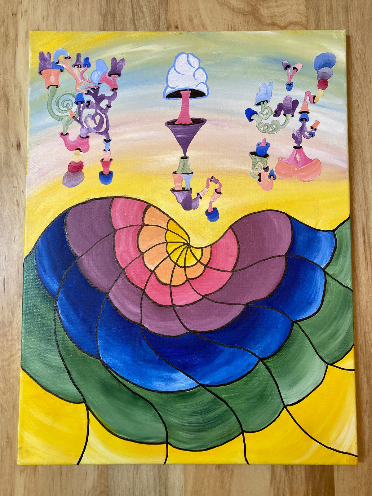 Original Psychedelic Painting | Acrylic Wall Art | Trippy Canvas Art | Surreal Painting | Psytrance Artwork | Geometric Wall Art