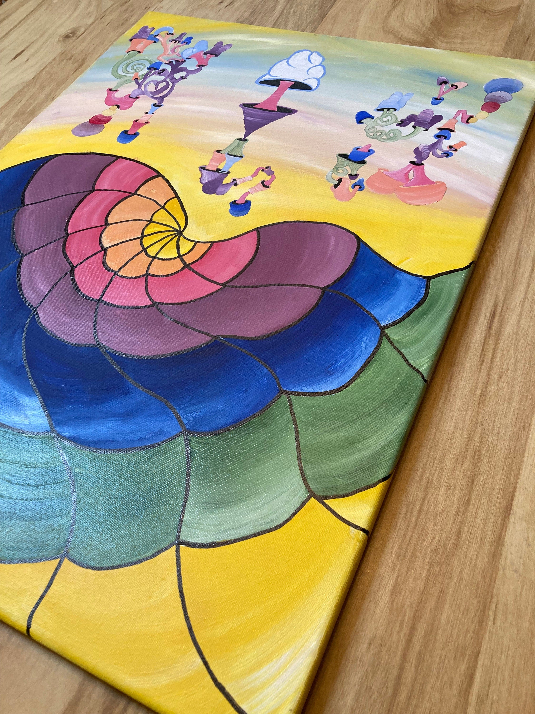 Original Psychedelic Painting | Acrylic Wall Art | Trippy Canvas Art | Surreal Painting | Psytrance Artwork | Geometric Wall Art