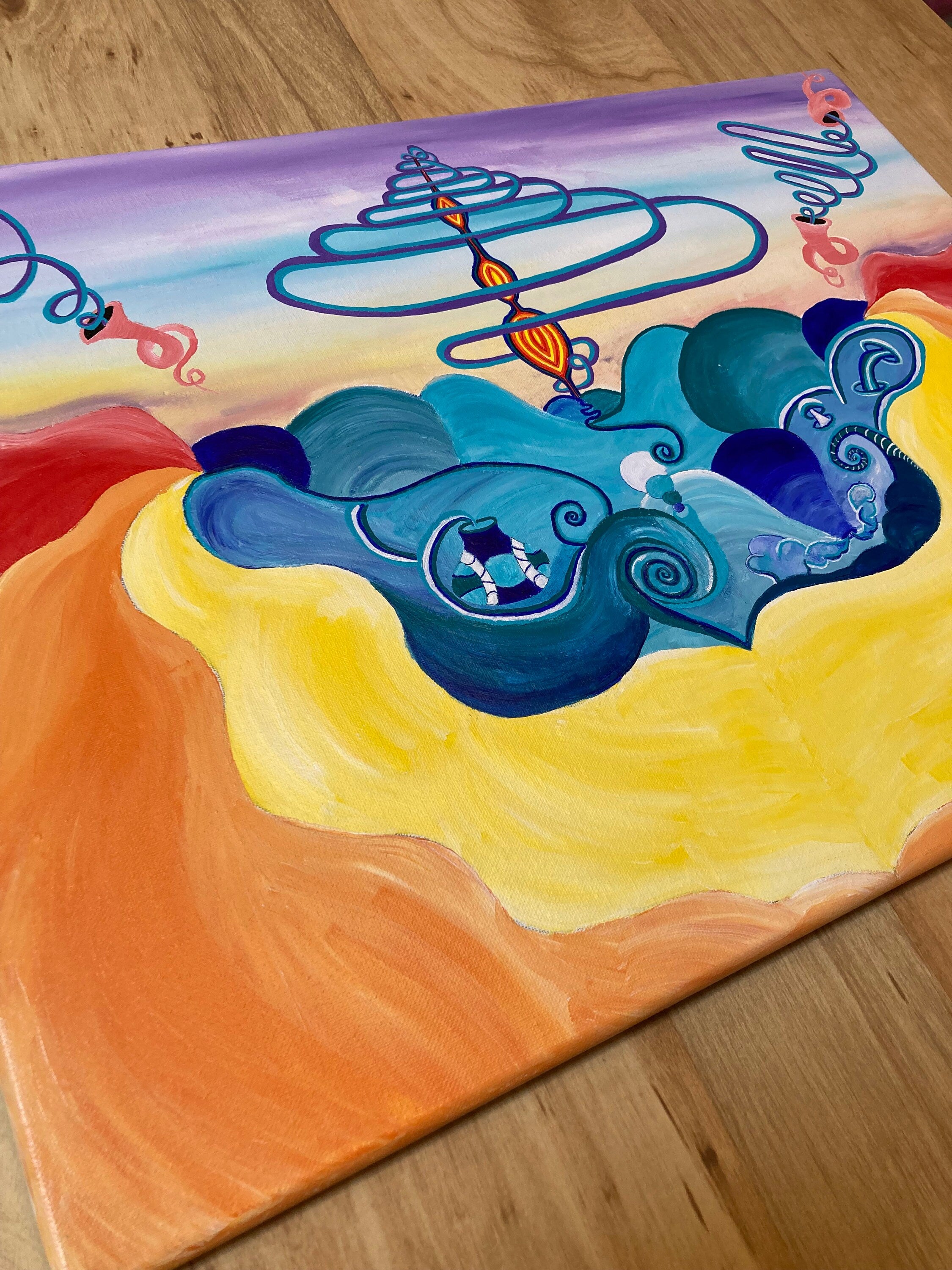 Original Psychedelic Painting | Acrylic Wall Art | Trippy Canvas Art | Surreal Painting | Psytrance Artwork | Geometric Wall Art