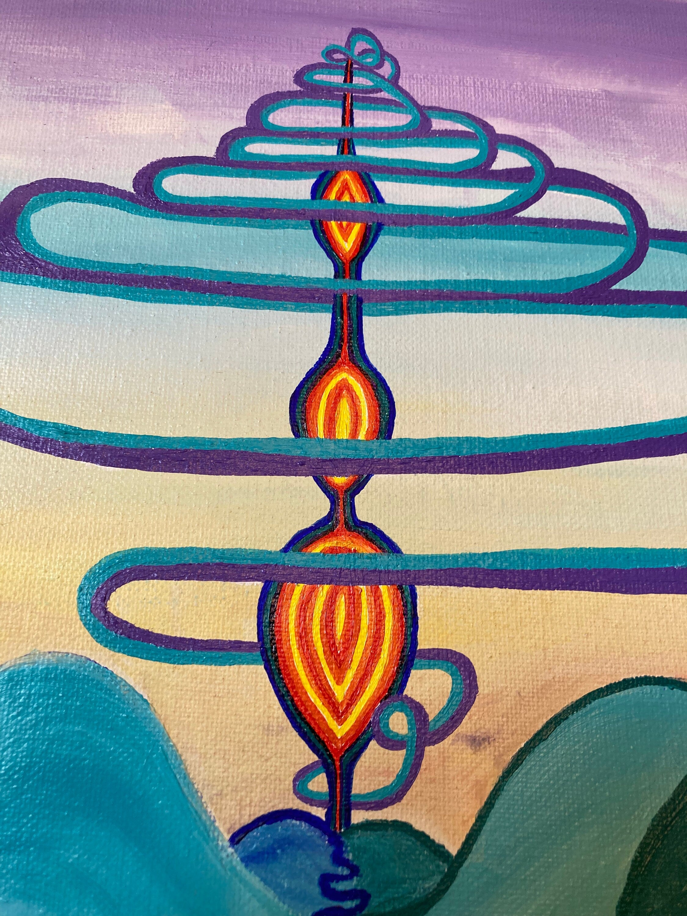 Original Psychedelic Painting | Acrylic Wall Art | Trippy Canvas Art | Surreal Painting | Psytrance Artwork | Geometric Wall Art