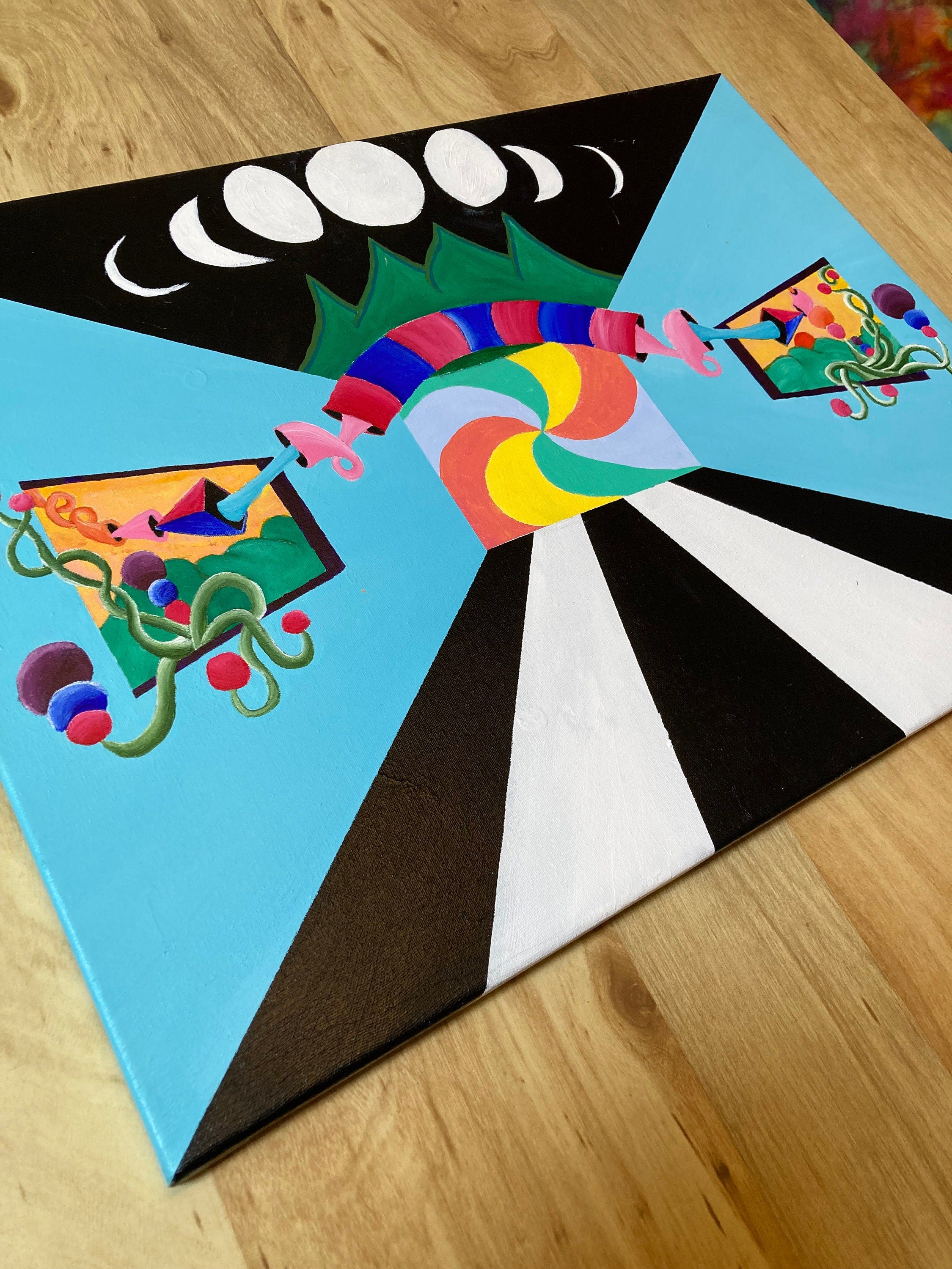 Original Psychedelic Painting | Acrylic Wall Art | Trippy Canvas Art | Surreal Painting | Psytrance Artwork | Geometric Wall Art