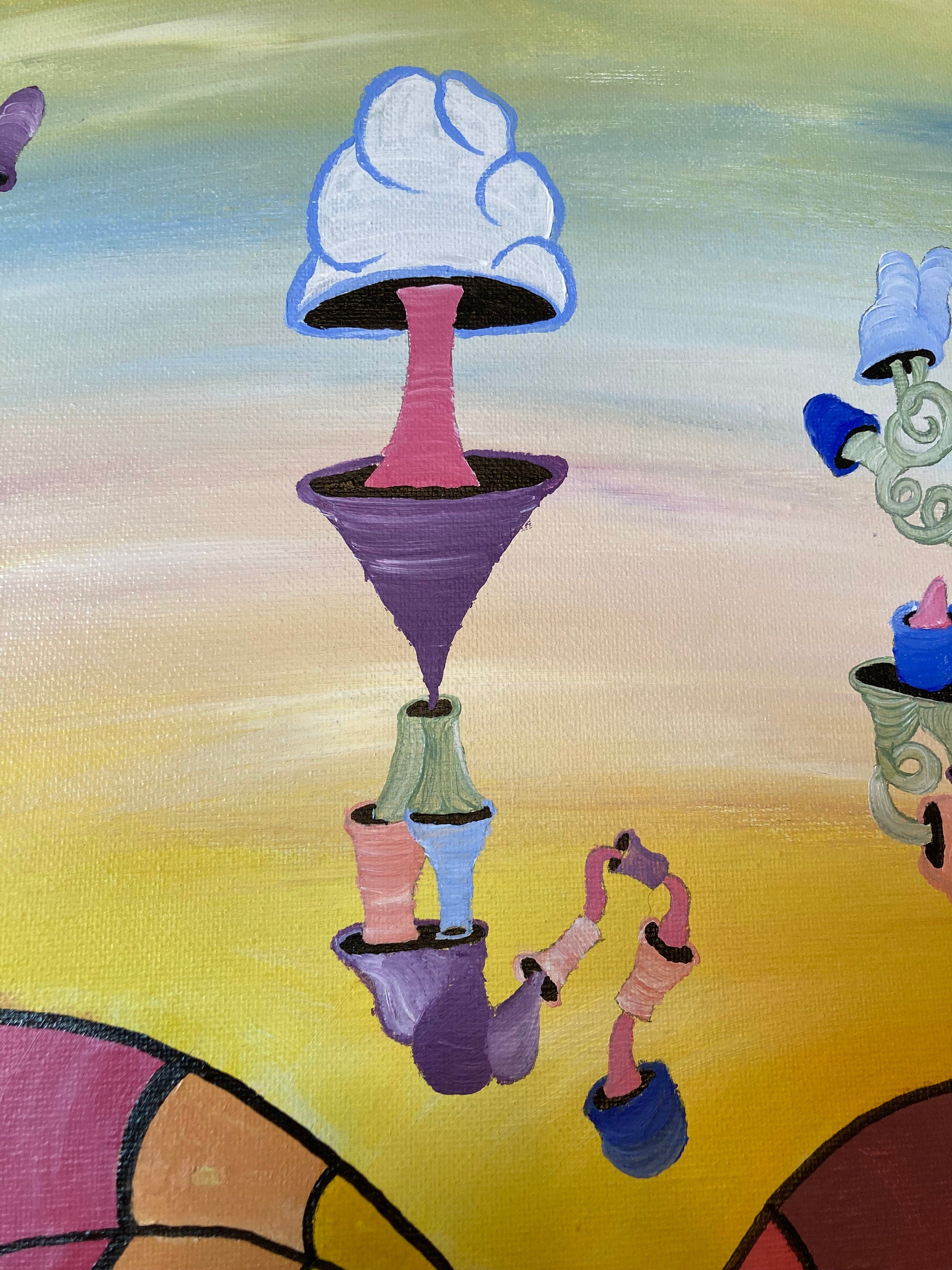 Original Psychedelic Painting | Acrylic Wall Art | Trippy Canvas Art | Surreal Painting | Psytrance Artwork | Geometric Wall Art