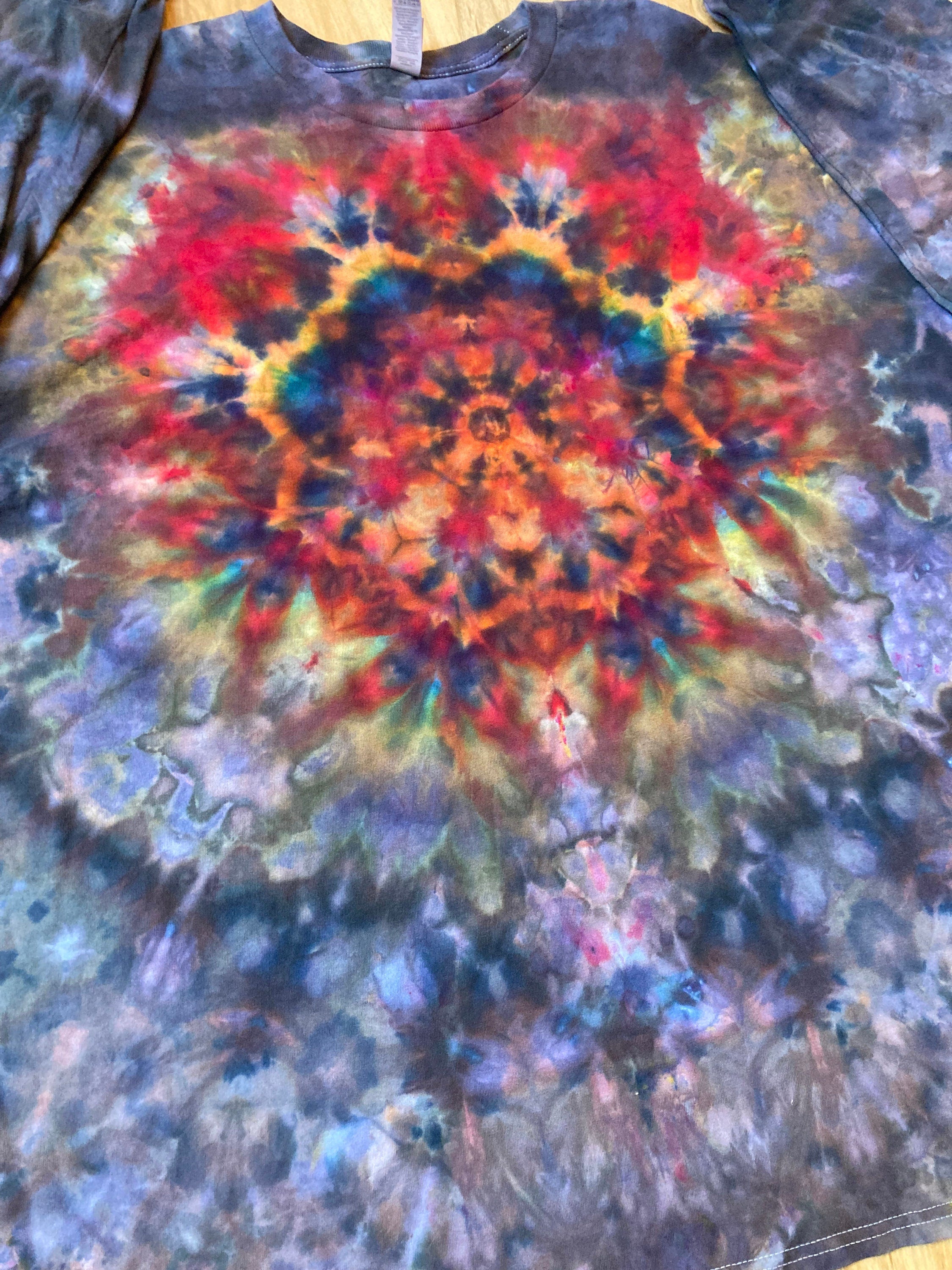 4XL Shirt | Handmade Mandala Shirt | Trippy Tie Dye Tee | Lotus Flower Shirt | Oversized Tee | Psychedelic Shirt | Long Sleeve Yoga Tee