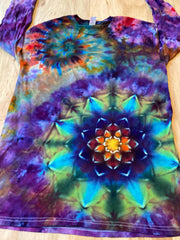 Small Shirt | Handmade Special Mandala Shirt | Trippy Tie Dye Tee| Lotus Flower Shirt | Oversized Tee | Psychedelic Shirt | Long Sleeve Yoga