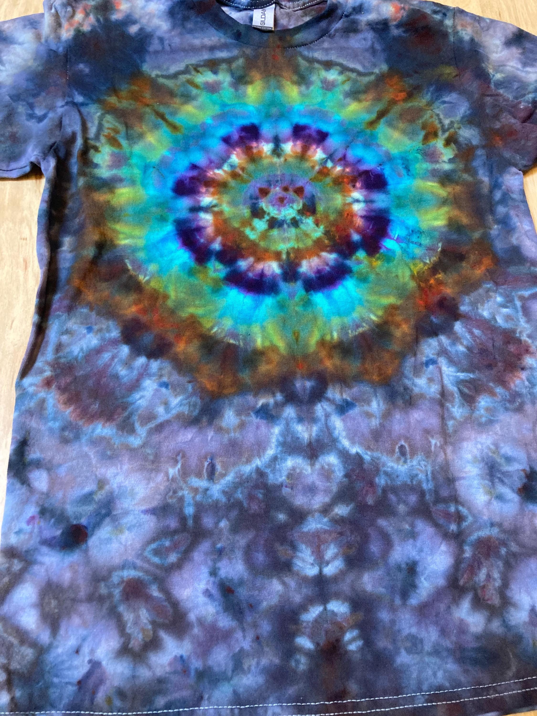 Small Shirt | Lotus Tie Dye Shirt | Psychedelic T Shirt | Galaxy Ice Dye Shirt | Festival Shirt | Mandala Psytrance Shirt | Geode Tie Dye