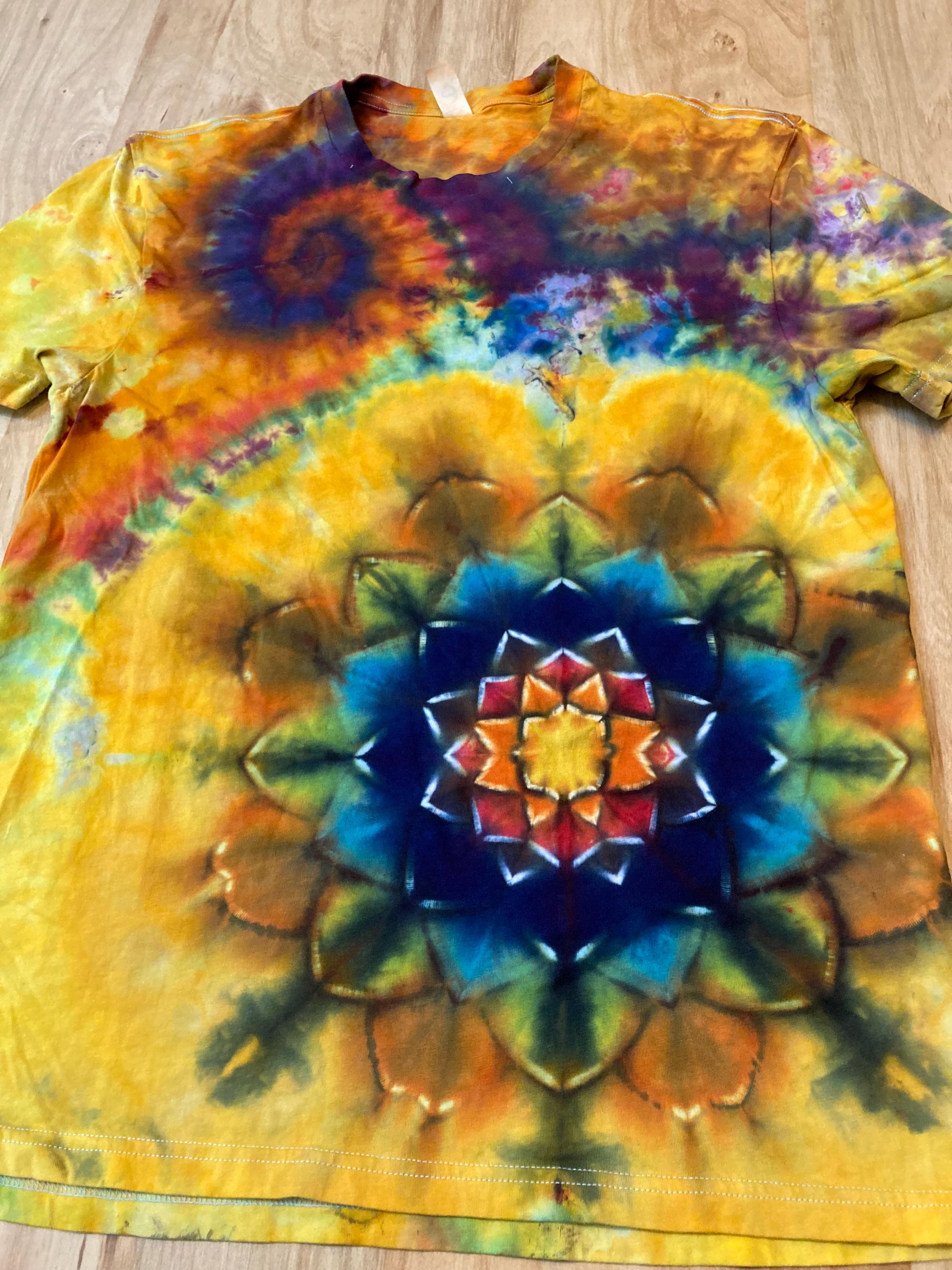 Small organic cotton tie dye shirt | Mandala Tie Dye Shirt | Psychedelic T Shirt | Ice Dye Shirt | Festival Shirt | Mandala Psytrance Shirt