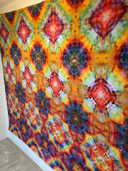 Psychedelic Wall Hanging | Trippy Tie Dye Tapestry | Ice Dye Tapestry | Fractal Tapestry | Above Bed Decor | Psytrance Art