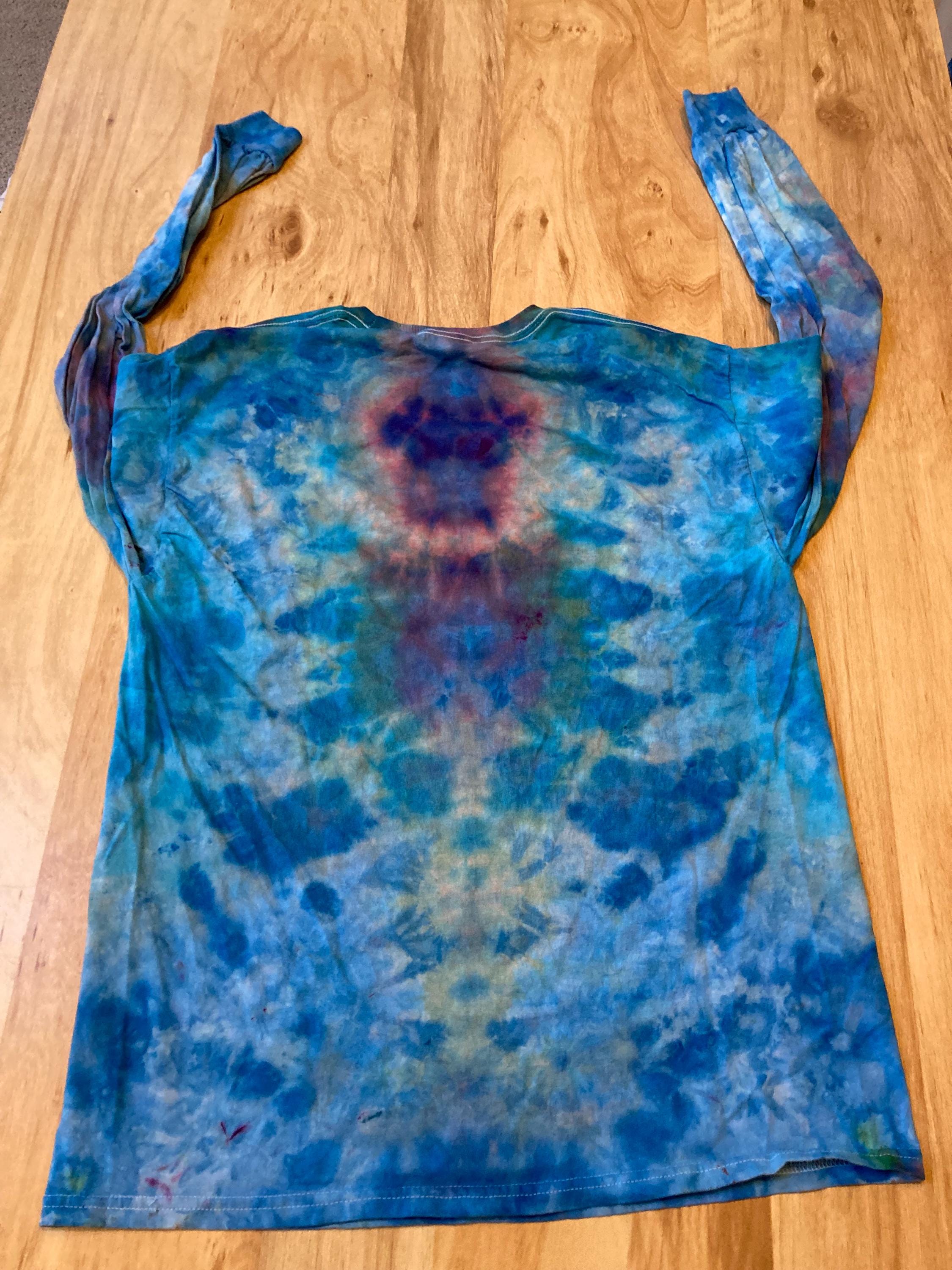 Large Shirt | Handmade Mandala Shirt | Trippy Tie Dye Tee | Lotus Flower Shirt | Oversized Tee | Psychedelic Shirt | Long Sleeve Yoga Tee