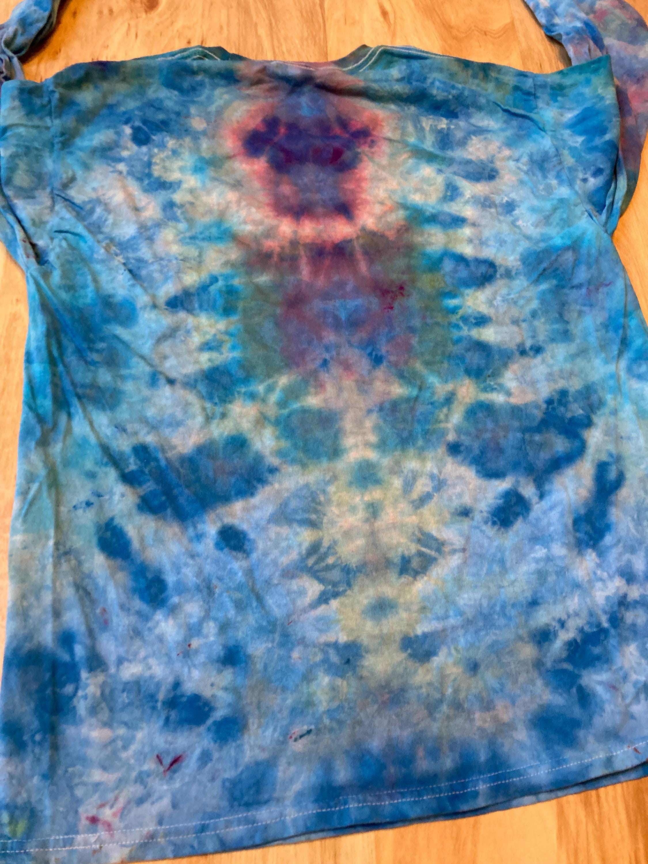 Large Shirt | Handmade Mandala Shirt | Trippy Tie Dye Tee | Lotus Flower Shirt | Oversized Tee | Psychedelic Shirt | Long Sleeve Yoga Tee