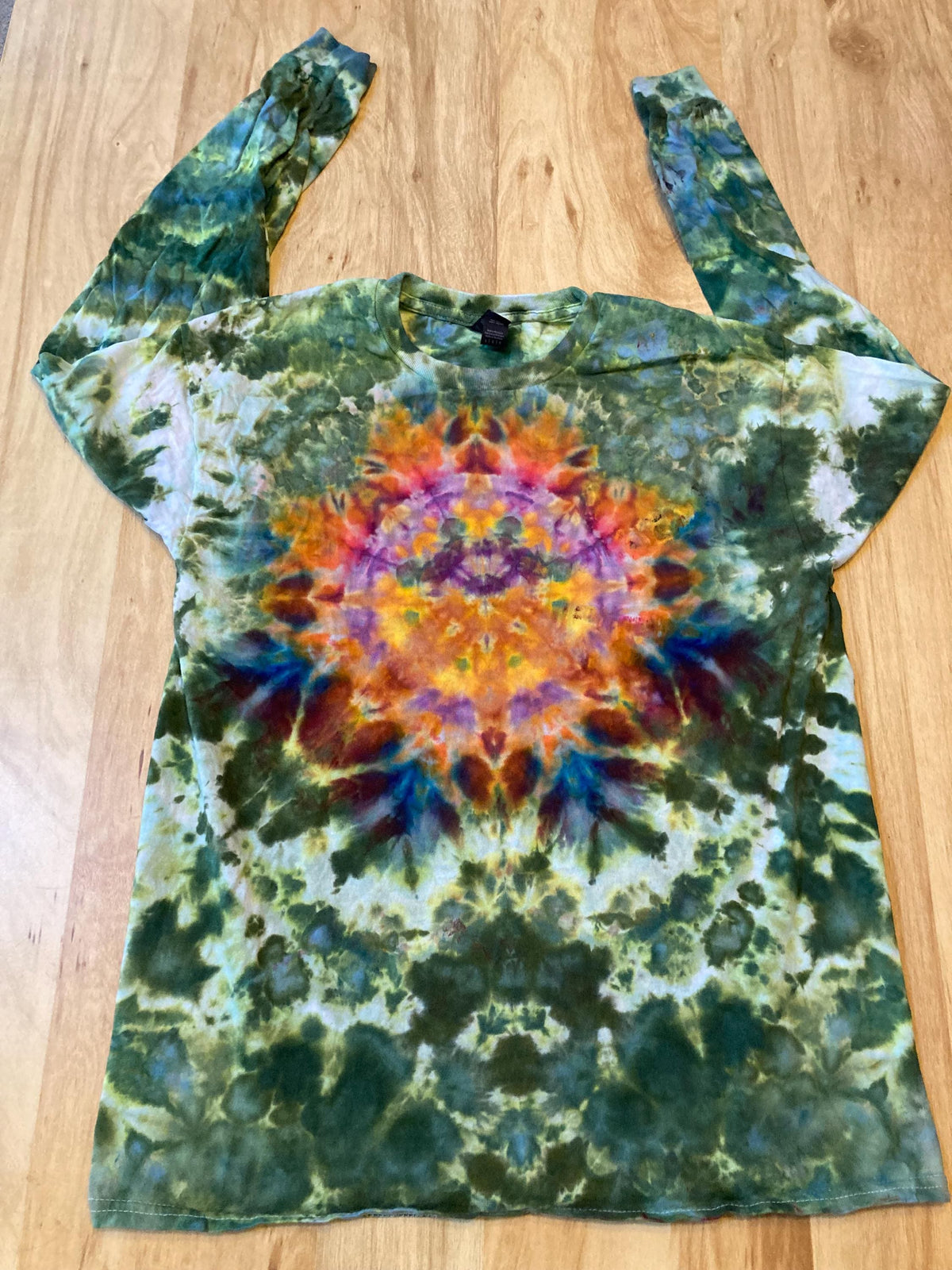 Large Shirt | Handmade Mandala Shirt | Trippy Tie Dye Tee | Lotus Flower Shirt | Oversized Tee | Psychedelic Shirt | Long Sleeve Yoga Tee