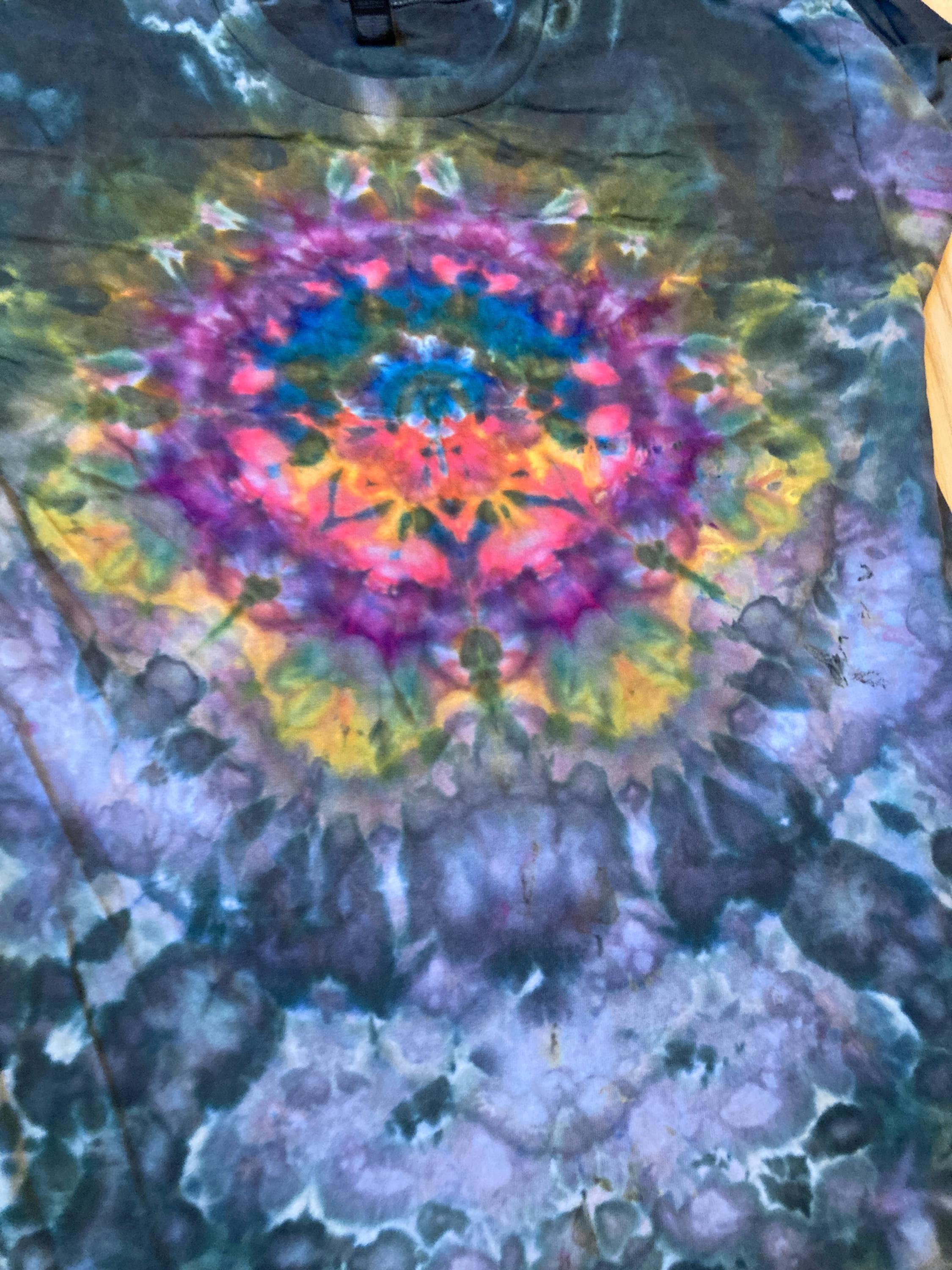 Large Shirt | Handmade Mandala Shirt | Trippy Tie Dye Tee | Lotus Flower Shirt | Oversized Tee | Psychedelic Shirt | Long Sleeve Yoga Tee
