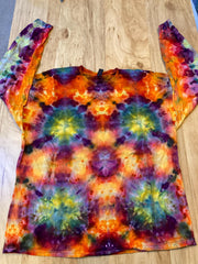 2XL Handmade Fractal Shirt | Trippy Tie Dye Tee | Lotus Flower Shirt | Oversized Tee | Psychedelic Shirt | Long Sleeve Yoga Tee