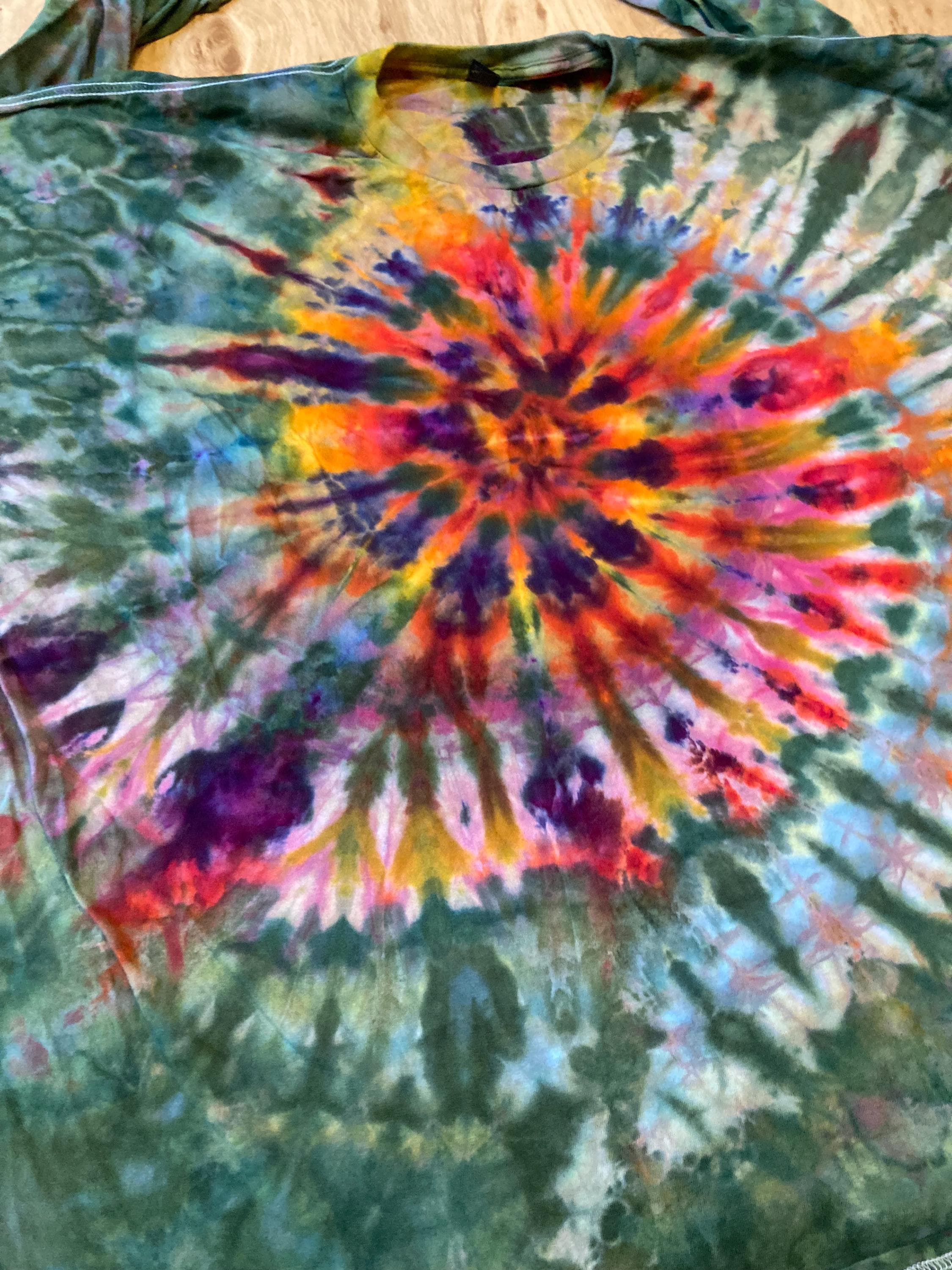 4XL Shirt | Handmade Spiral Swirl Shirt | Trippy Tie Dye Tee | Lotus Flower Shirt | Oversized Tee | Psychedelic Shirt | Long Sleeve Yoga Tee