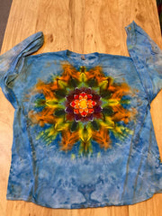 3XL Shirt | Handmade Mandala Shirt | Trippy Tie Dye Tee | Lotus Flower Shirt | Oversized Tee | Psychedelic Shirt | Long Sleeve Yoga Tee