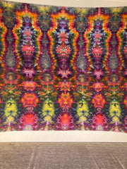 Psychedelic Wall Hanging | Trippy Tie Dye Tapestry | Ice Dye Tapestry | Fractal Tapestry | Above Bed Decor | Psytrance Art