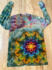 Small Shirt | Handmade Special Mandala Shirt | Trippy Tie Dye Tee| Lotus Flower Shirt | Oversized Tee | Psychedelic Shirt | Long Sleeve Yoga