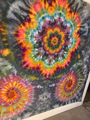 Psychedelic Wall Hanging | Trippy Tie Dye Tapestry | Ice Dye Tapestry | Fractal Tapestry | Above Bed Decor | Psytrance Art
