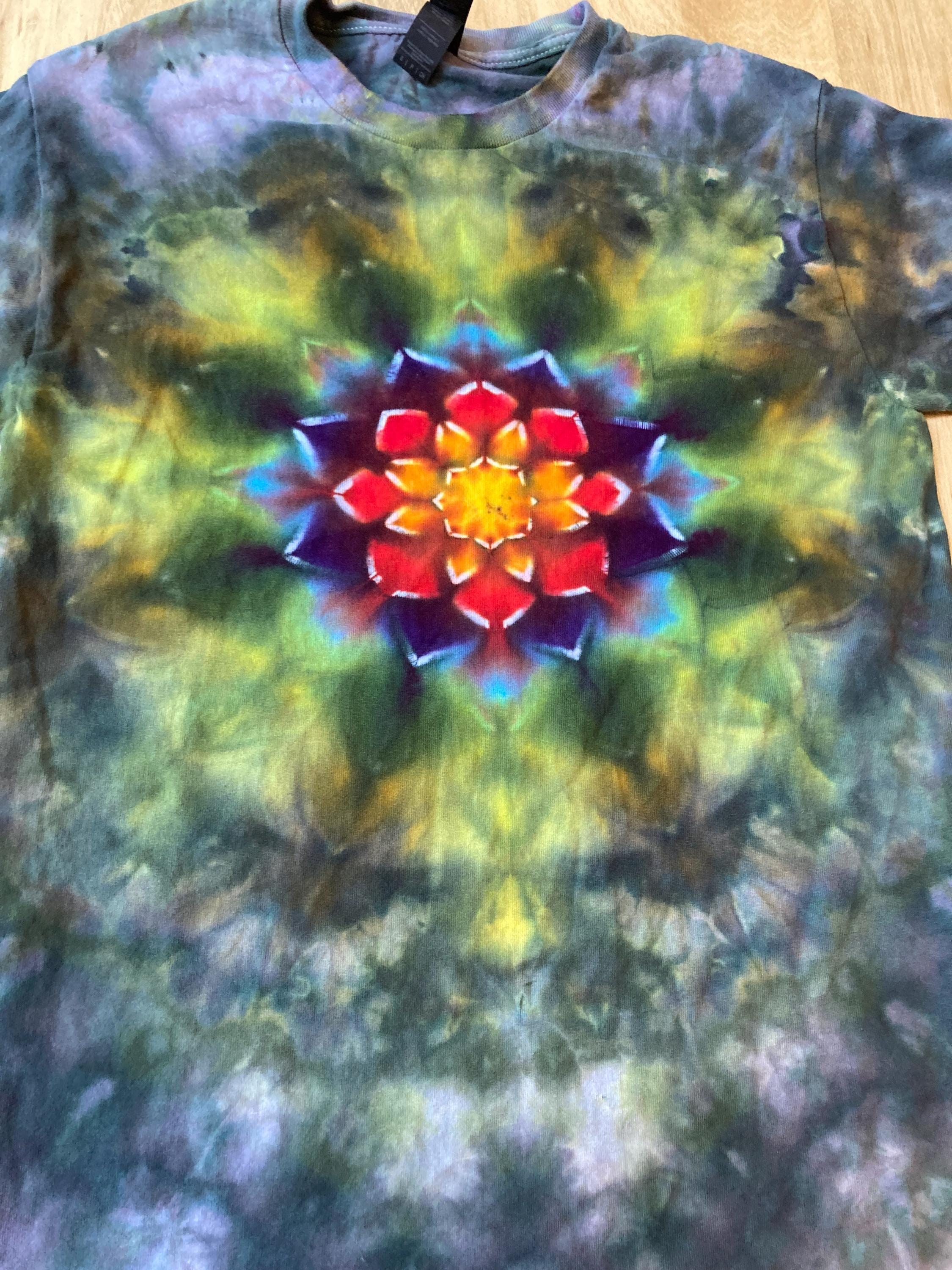 Small Shirt | Lotus Tie Dye Shirt | Psychedelic T Shirt | Galaxy Ice Dye Shirt | Festival Shirt | Mandala Psytrance Shirt | Geode Tie Dye