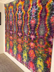 Psychedelic Wall Hanging | Trippy Tie Dye Tapestry | Ice Dye Tapestry | Fractal Tapestry | Above Bed Decor | Psytrance Art