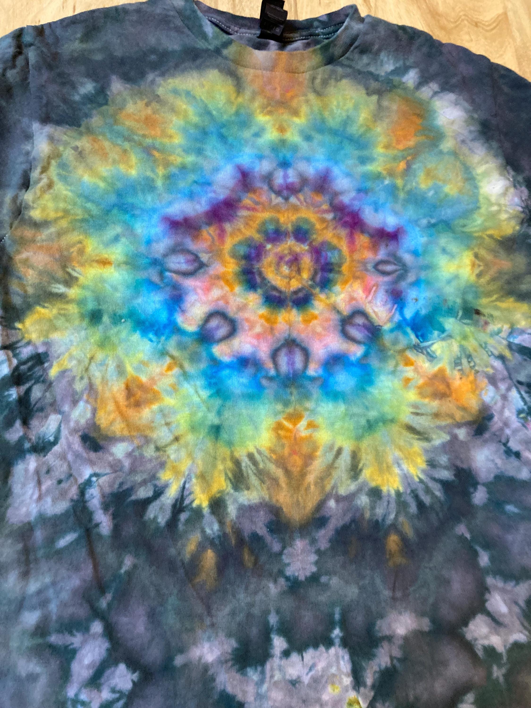 Small Shirt | Lotus Tie Dye Shirt | Psychedelic T Shirt | Galaxy Ice Dye Shirt | Festival Shirt | Mandala Psytrance Shirt | Geode Tie Dye