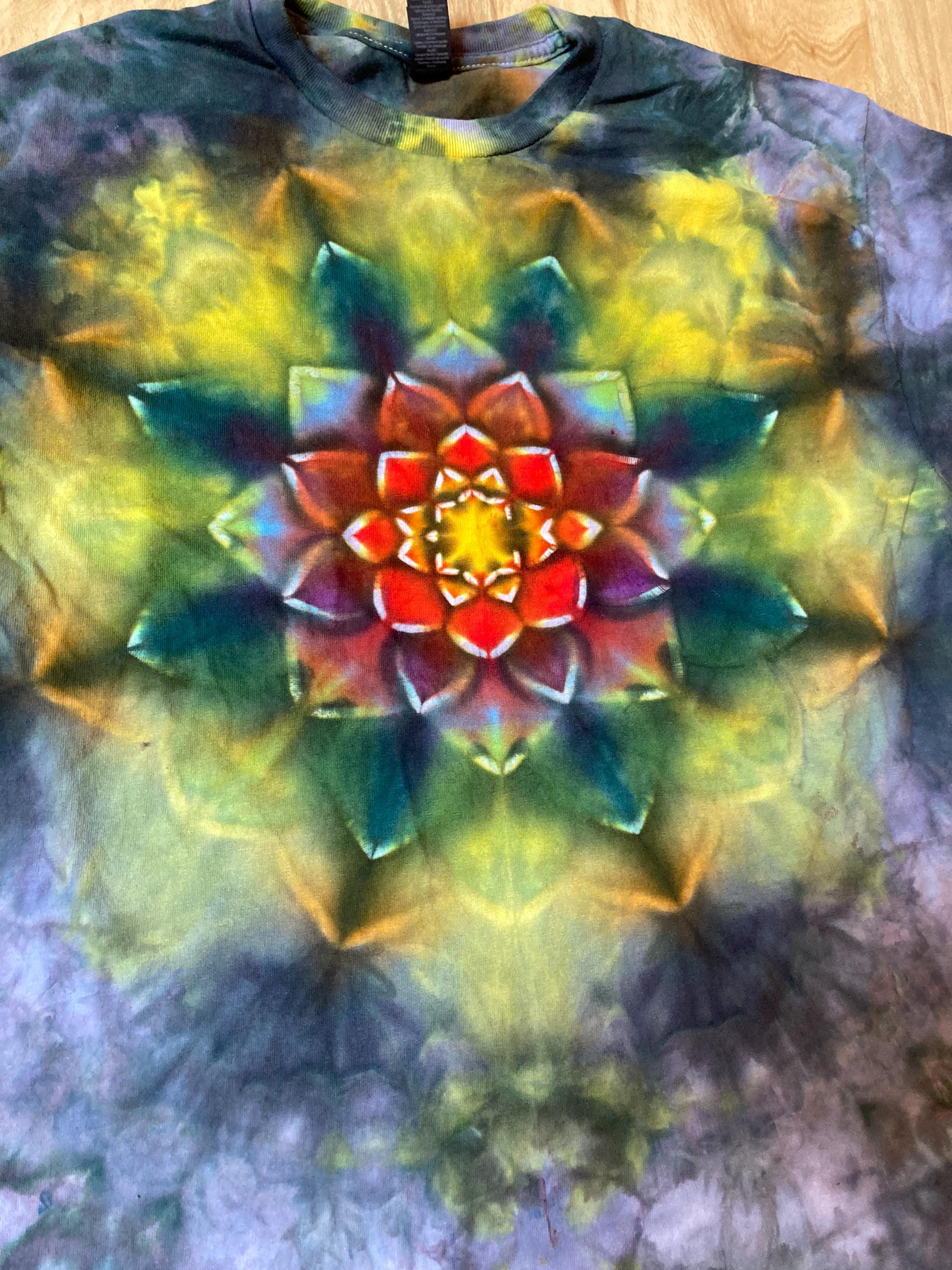 Medium Shirt | Lotus Tie Dye Shirt | Psychedelic T Shirt | Galaxy Ice Dye Shirt | Festival Shirt | Mandala Psytrance Shirt | Geode Tie Dye