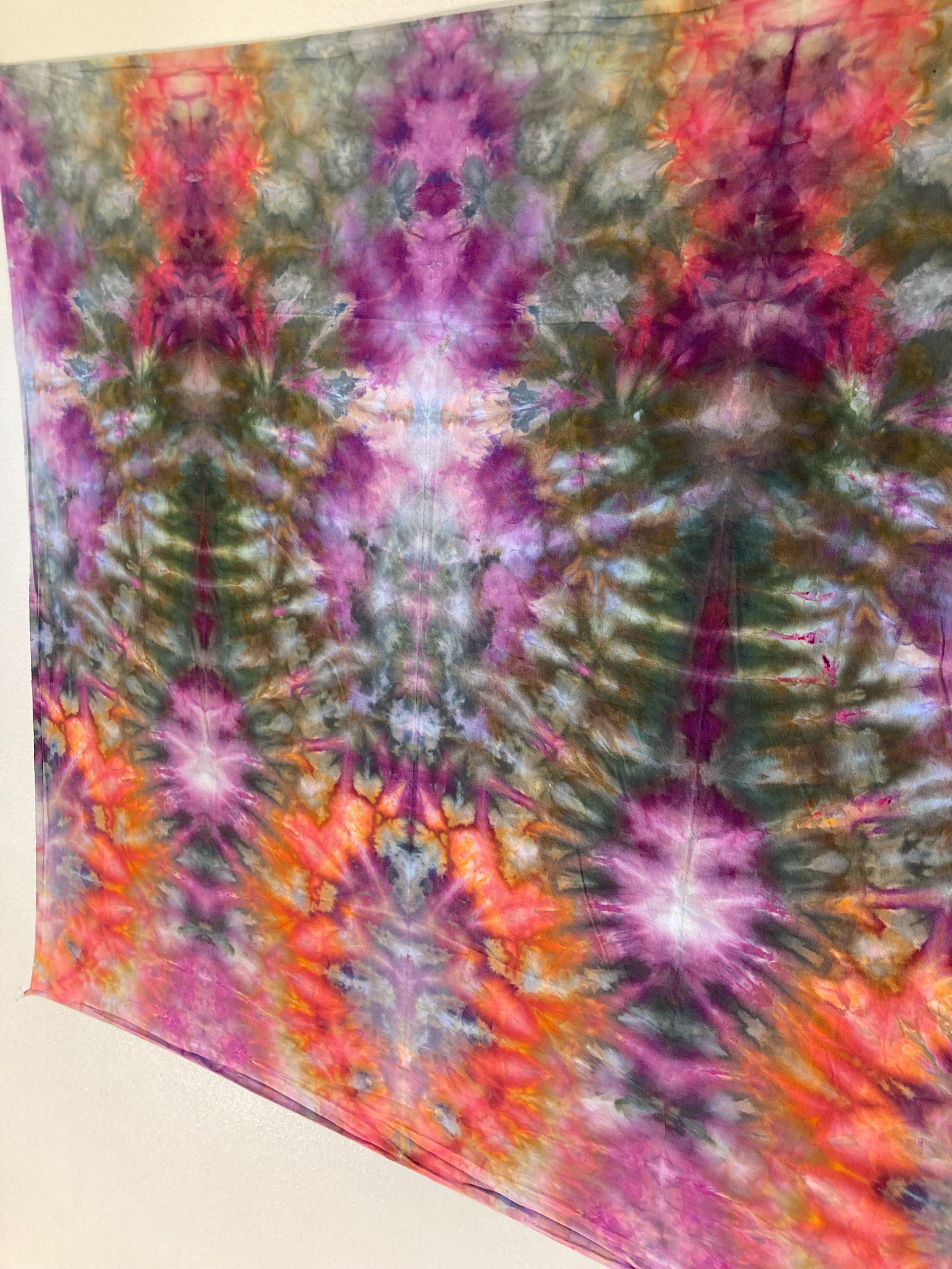 Psychedelic Wall Hanging | Trippy Tie Dye Tapestry | Ice Dye Tapestry | Fractal Tapestry | Above Bed Decor | Psytrance Art