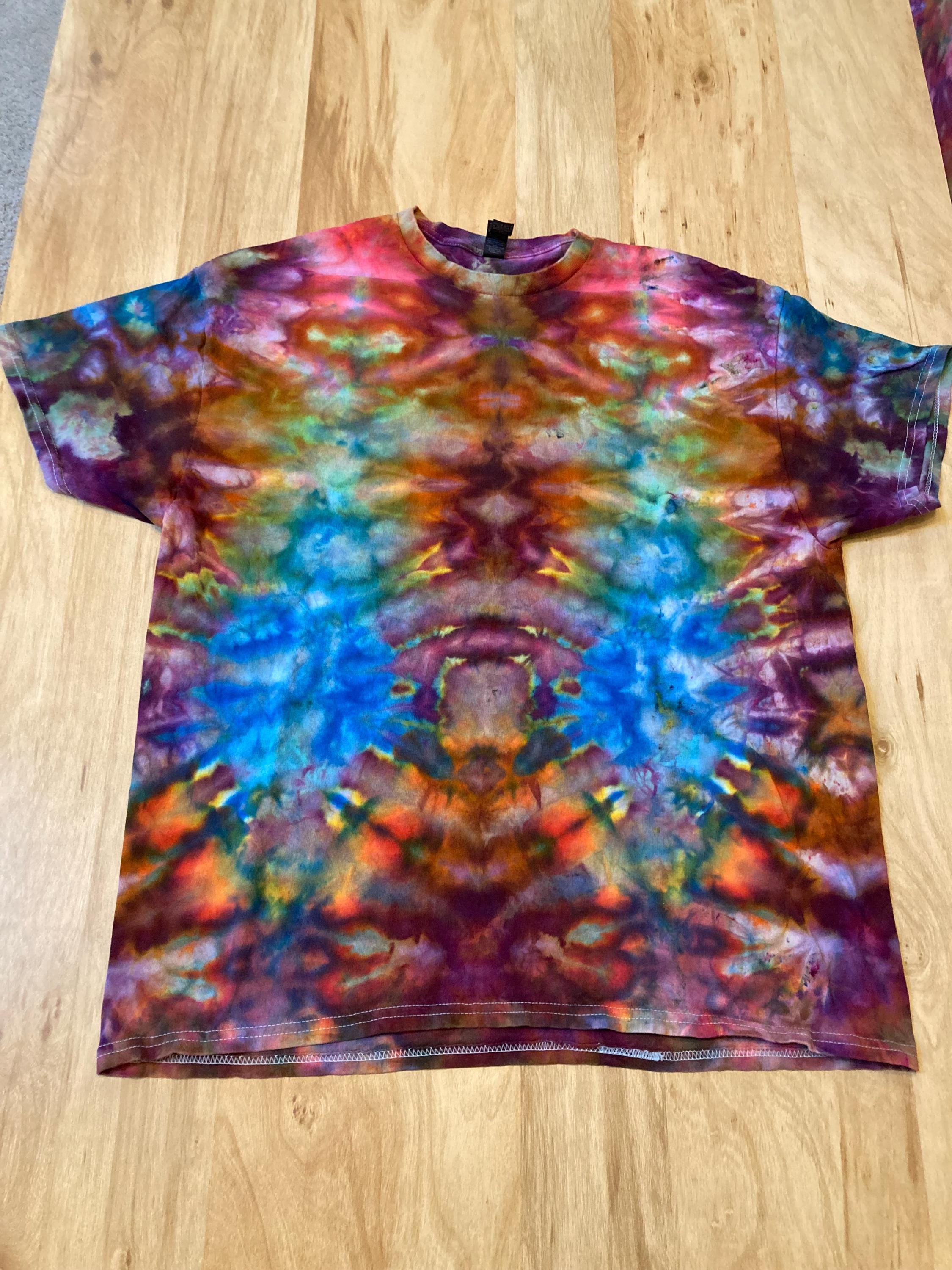 Xl Shirt | fractal Tie Dye Shirt | Psychedelic T Shirt | Galaxy Ice Dye Shirt | Festival Shirt | Mandala Psytrance Shirt | Geode Tie Dye