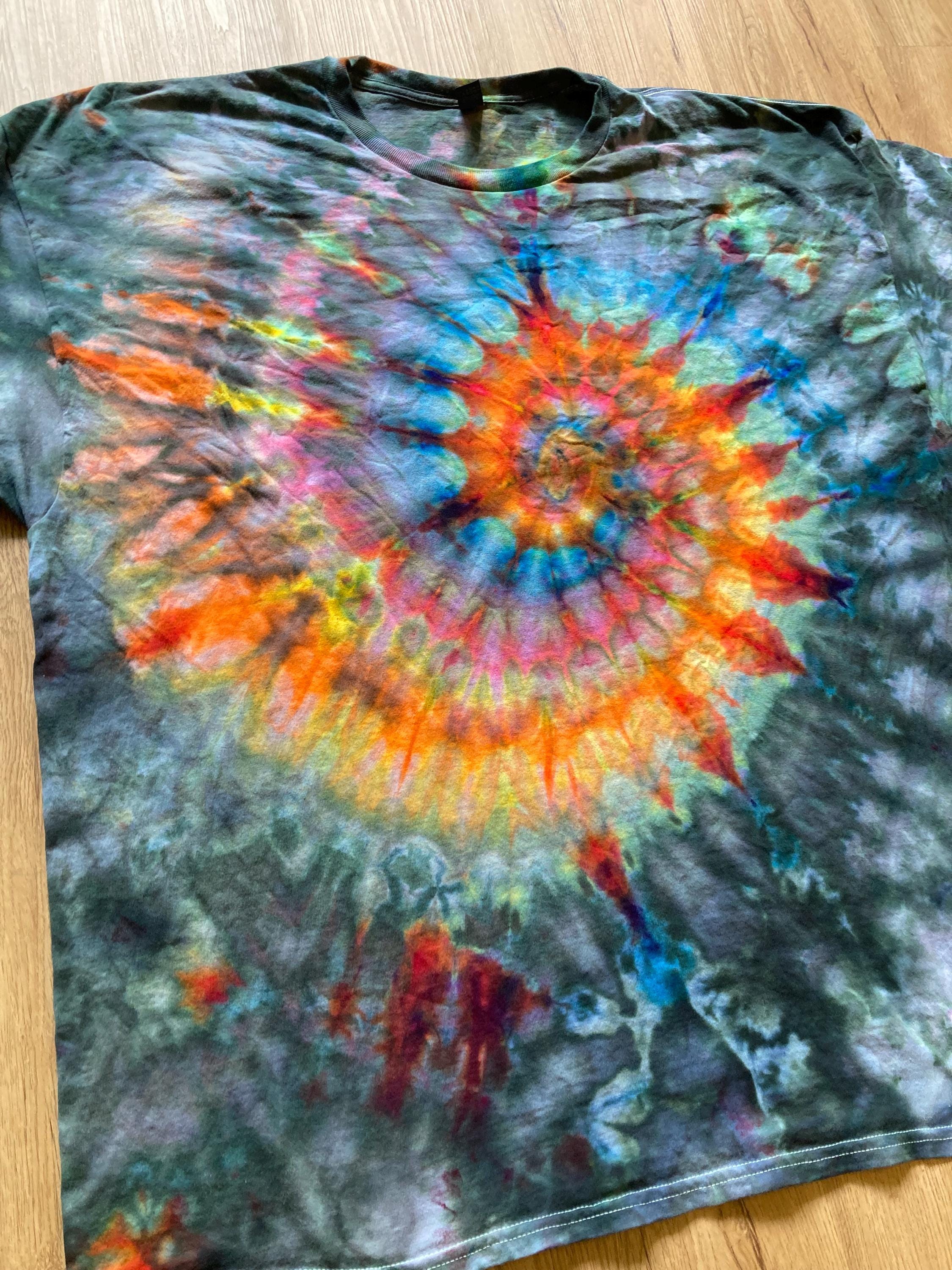 4XL | Spiral Tie Dye Shirt | Psychedelic T Shirt | Galaxy Ice Dye Shirt | Festival Shirt | Mandala Psytrance Shirt | Geode Tie Dye