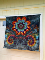 Psychedelic Wall Hanging | Trippy Tie Dye Tapestry | Ice Dye Tapestry | Fractal Tapestry | Above Bed Decor | Psytrance Art