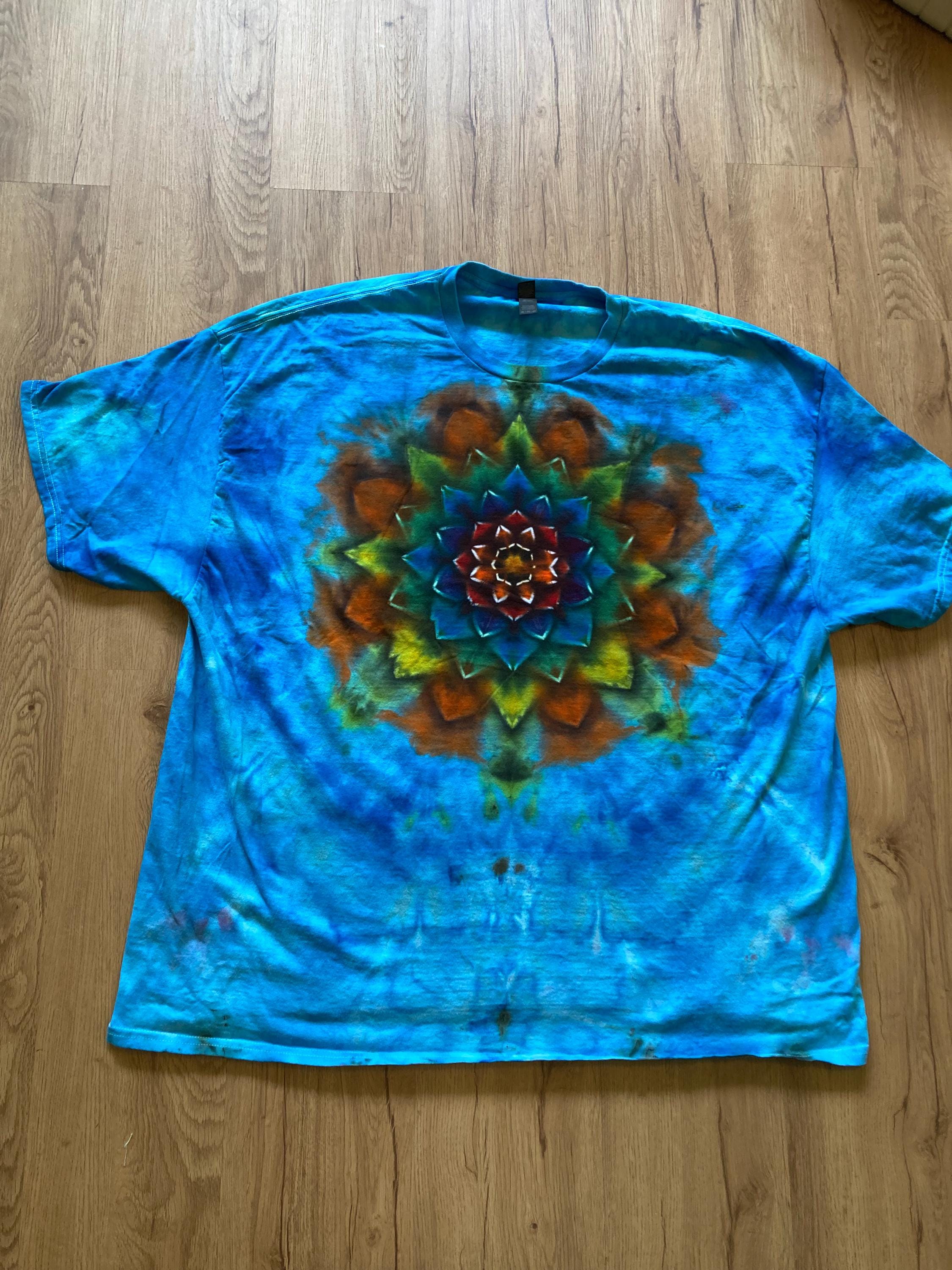 4XL | Lotus Tie Dye Shirt | Psychedelic T Shirt | Galaxy Ice Dye Shirt | Festival Shirt | Mandala Psytrance Shirt | Geode Tie Dye