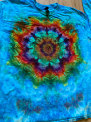 XL Shirt | Handmade Mandala Shirt | Trippy Tie Dye Tee | Lotus Flower Shirt | Oversized Tee | Psychedelic Shirt | Long Sleeve Yoga Tee