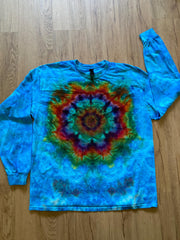 XL Shirt | Handmade Mandala Shirt | Trippy Tie Dye Tee | Lotus Flower Shirt | Oversized Tee | Psychedelic Shirt | Long Sleeve Yoga Tee