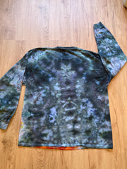 2XL Handmade Mandala Shirt | Trippy Tie Dye Tee | Lotus Flower Shirt | Oversized Tee | Psychedelic Shirt | Long Sleeve Yoga Tee