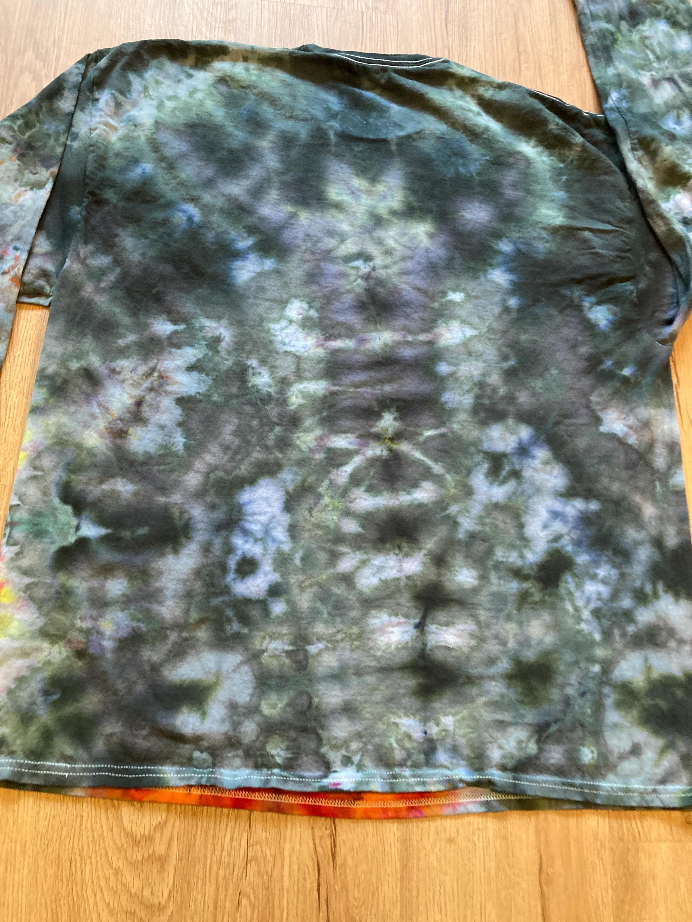 2XL Handmade Mandala Shirt | Trippy Tie Dye Tee | Lotus Flower Shirt | Oversized Tee | Psychedelic Shirt | Long Sleeve Yoga Tee