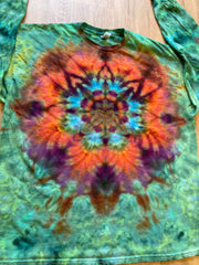 2XL Handmade Mandala Shirt | Trippy Tie Dye Tee | Lotus Flower Shirt | Oversized Tee | Psychedelic Shirt | Long Sleeve Yoga Tee