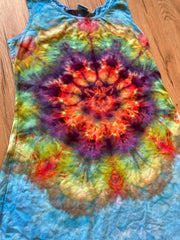 Small Dress | Psychedelic Hippie Dress | High Low Tie Dye Dress | Mandala Flower Tank Dress | Festival Apparel | Galaxy Ice Dye Dress