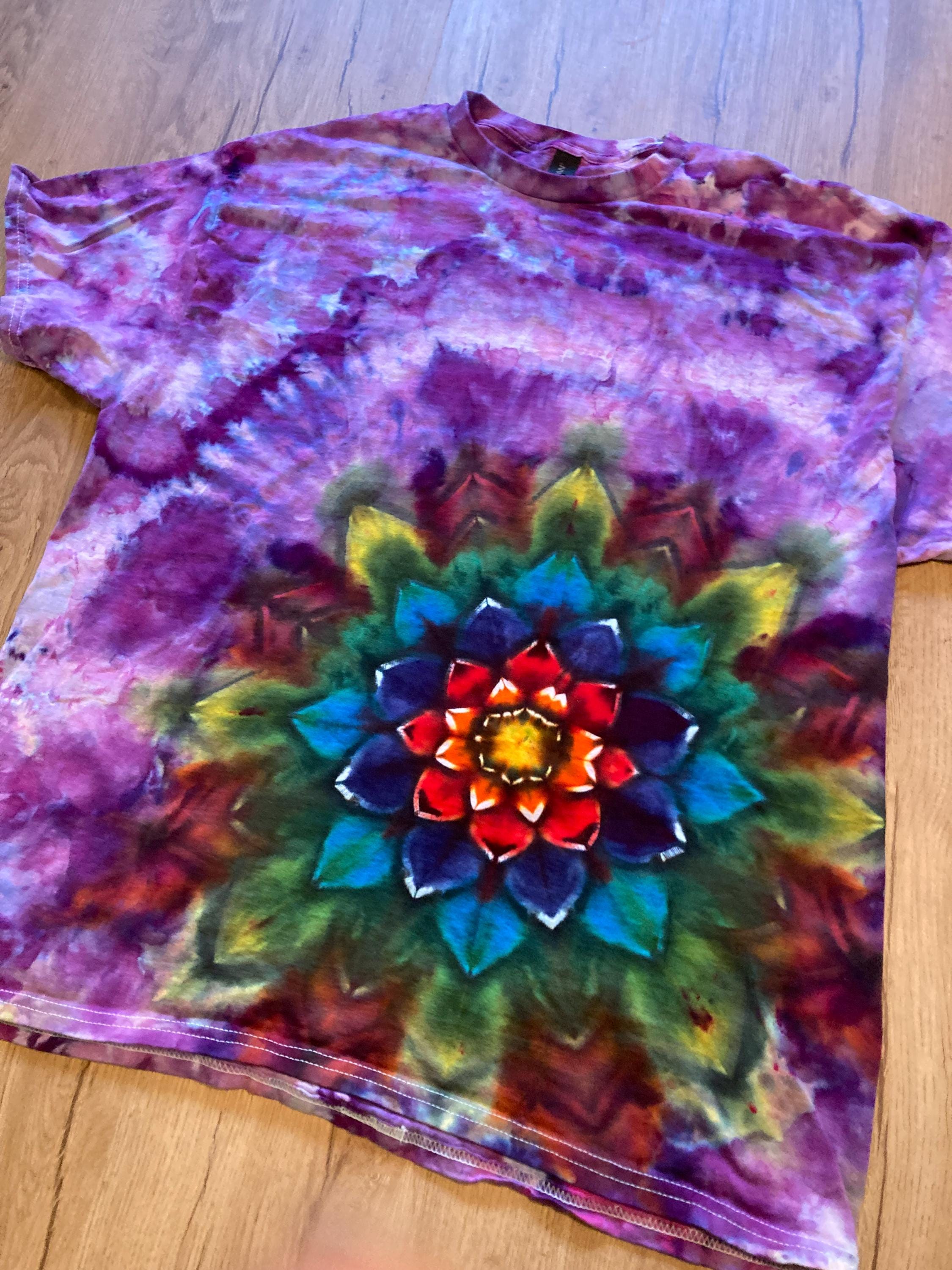 Xl Shirt | Mandala Tie Dye Shirt | Psychedelic T Shirt | Galaxy Ice Dye Shirt | Festival Shirt | Mandala Psytrance Shirt | Geode Tie Dye