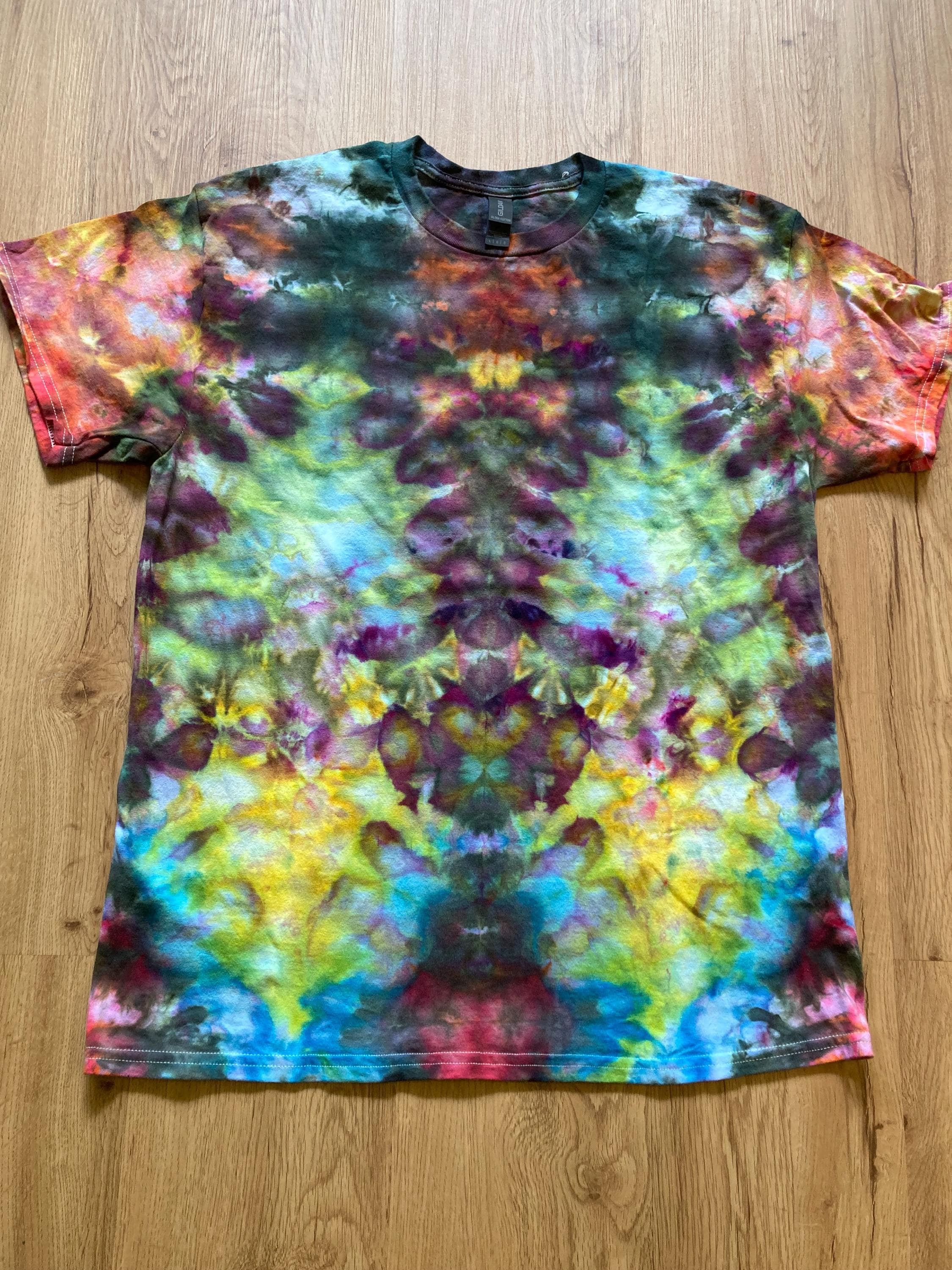 Large Shirt | Fractal Tie Dye Shirt | Psychedelic T Shirt | Galaxy Ice Dye Shirt | Festival Shirt | Mandala Psytrance Shirt | Geode Tie Dye