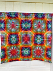 Psychedelic Wall Hanging | Trippy Tie Dye Tapestry | Ice Dye Tapestry | Fractal Tapestry | Above Bed Decor | Psytrance Art