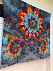 Psychedelic Wall Hanging | Trippy Tie Dye Tapestry | Ice Dye Tapestry | Fractal Tapestry | Above Bed Decor | Psytrance Art