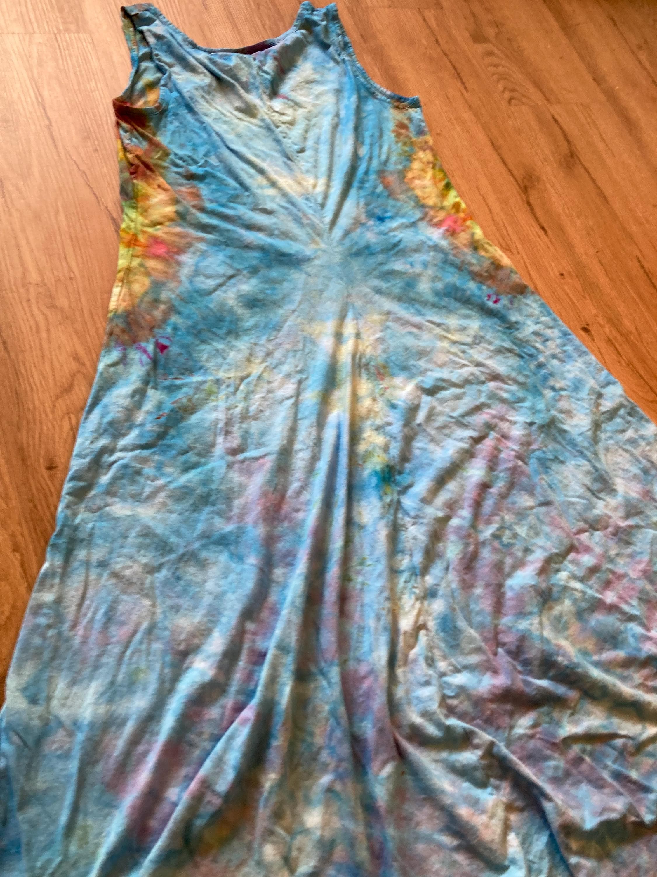 Small Dress | Psychedelic Hippie Dress | High Low Tie Dye Dress | Mandala Flower Tank Dress | Festival Apparel | Galaxy Ice Dye Dress