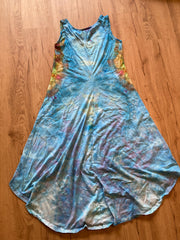 Small Dress | Psychedelic Hippie Dress | High Low Tie Dye Dress | Mandala Flower Tank Dress | Festival Apparel | Galaxy Ice Dye Dress