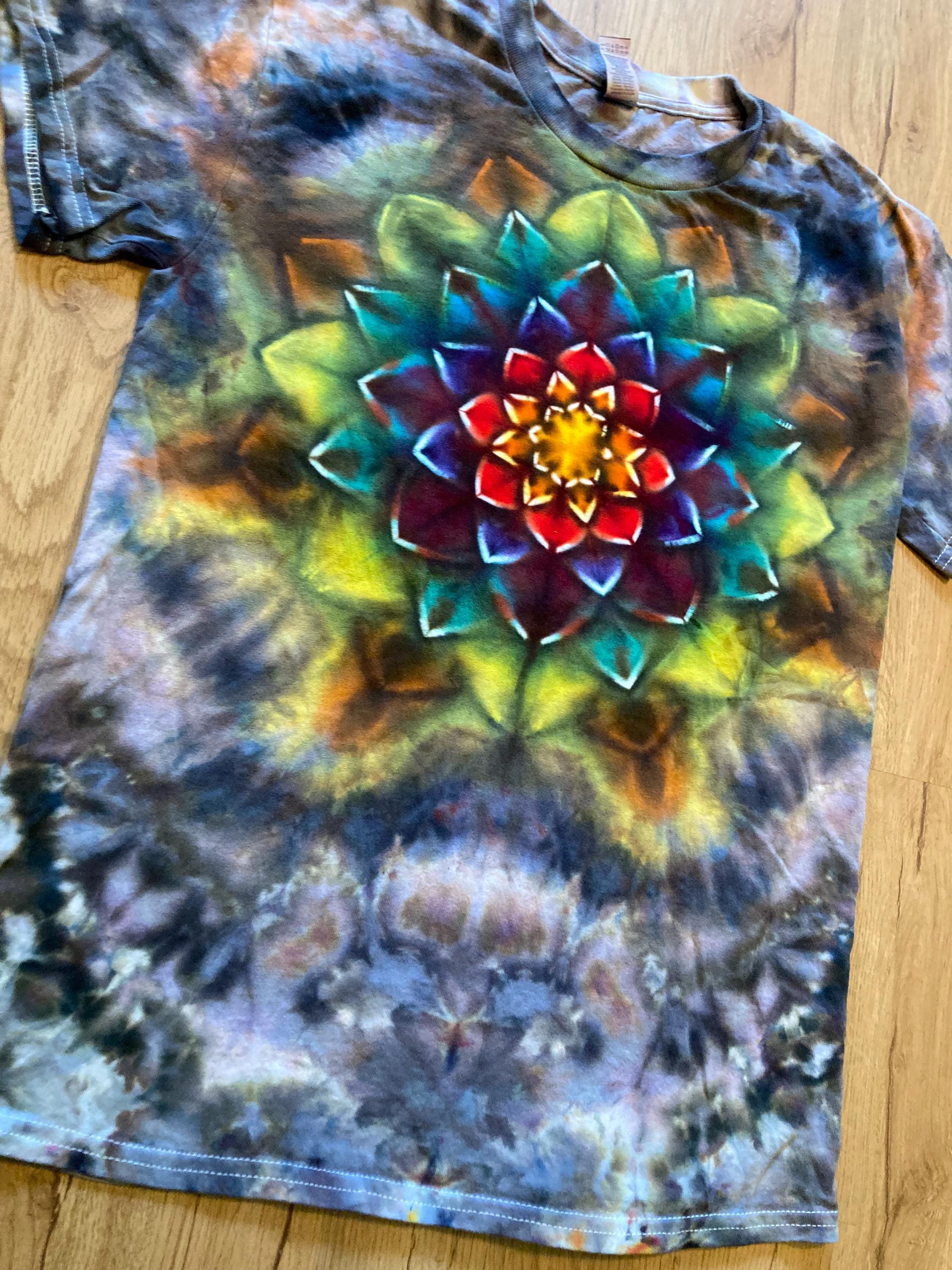 Small Shirt | Lotus Tie Dye Shirt | Psychedelic T Shirt | Galaxy Ice Dye Shirt | Festival Shirt | Mandala Psytrance Shirt | Geode Tie Dye